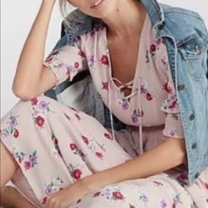 Express- lace plush N Rose floral maxi dress.